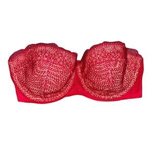 Victoria's Secret Very Sexy Balconette Bra Red 32D Lace Underwire